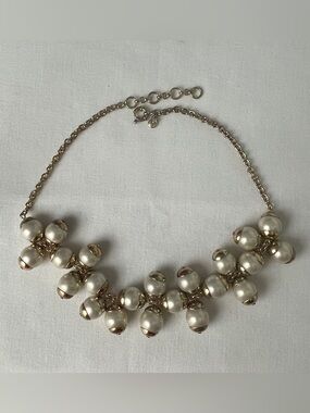 J. Crew Cream Pearl Cluster Necklace with Gold Accents
